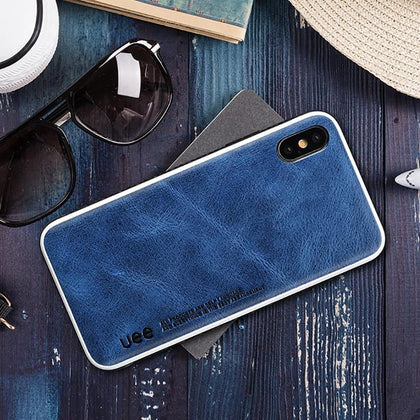 Genuine Leather for iphone 7 case fashion Business phone case for iPhone 8plus X XS Solid color Shock resistance protective case