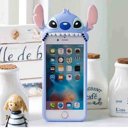 3D Cartoon Cute Stitch Minnie Liquid Soft Silicone Back Cover Skin For iPhone 6 6s X XR Xs Max 7 8 Plus Phone Cases Fundas Coque