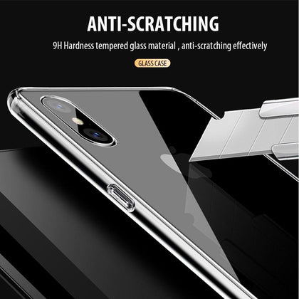 HD Transparent Glass Phone Case for iPhone X XS Max XR Full Clear 9H Tempered Glass Phone Cases for iPhone XR XS Max Cover Coque