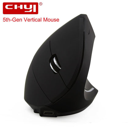 CHYI Wireless 5th-Gen Vertical Mouse Ergonomic Micro USB Input Built-in Li-Lion Battery Wrist Healing Mice with Mouse Pad Kit