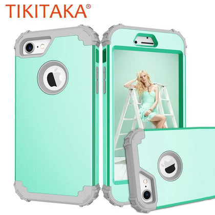 Shockproof Phone Cases For iPhone 6 6S 7 Plus Case Durable PC+TPU 3 Layers Hybrid Full Body Protect Anti-Knock Armor Phone Shell