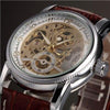 Men Wrist Watches Luxury Golden Skeleton Mechanical Steampunk Male Clock Automatic Wristwatch Leather Strap Herren Horloges