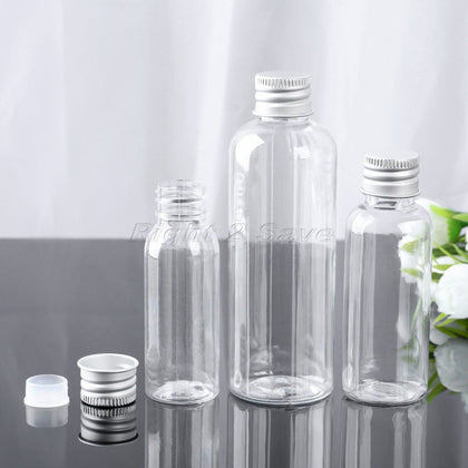 5PCS 30ML/50ML/100ML Plastic Bottle with Aluminum screw cap plug Cosmetic container travel kits portable PET lotion cream
