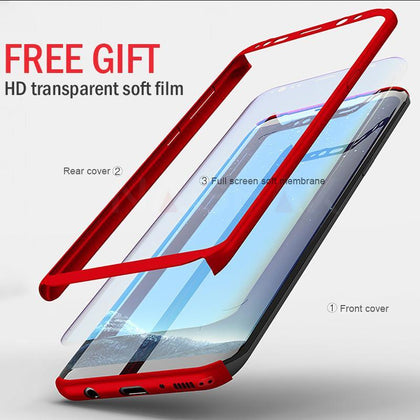 NAGFAK 360 Full Cover Phone Case For Samsung Galaxy S9 S8 Plus Note 9 8 PC Protective Cover For Samsung S7 Edge Case With Glass