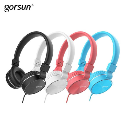 HIFI Stereo Metal Wired Headphone Foldable Headset FM and Over-ear Adjustable With Mic for Smart phone for mobile gorsun GS776