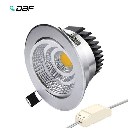 [DBF]Silver Housing LED COB Downlight Dimmable AC110V/220V 6W/9W/12W/15W/18W Recessed LED Spot Light Decoration Ceiling Lamp