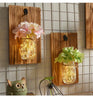 Ins Rustic Mason Jar Wall Sconces With Led Fairy Lights & Flowers For Country Home Wedding Cafe Bar Wall Bedroom Decoration