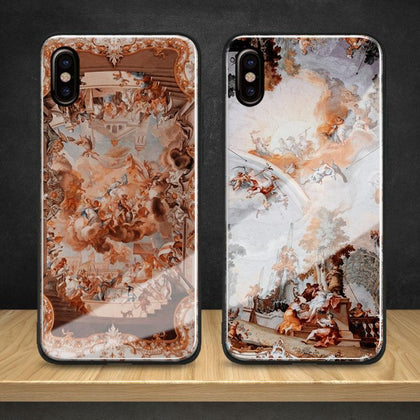 Barroco Aesthetics vintage Art Mural Tempered Glass Soft Silicone Phone Case Cover For Apple iPhone 6 6s 7 8 Plus X XR XS MAX