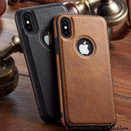 For iPhone XS Max XR  Case  Luxury Vintage PU Leather Back Ultra Thin Case Cover for iphone X 8 7 6 6S Plus Case