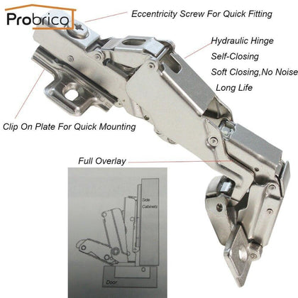 Probrico 4 Pair Soft Close Kitchen Cabinet Corner Folded Hinge 165 Degree CHW093HA Concealed Combination Cupboard Door Hinge