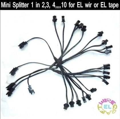 Mini 2 pin jst Splitter cable 1 in 2 / 3 / 4 / 5 / 6 / 7 / 8 / 9 / 10 way connector for EL Wire or EL Tape strip Tron Grow light