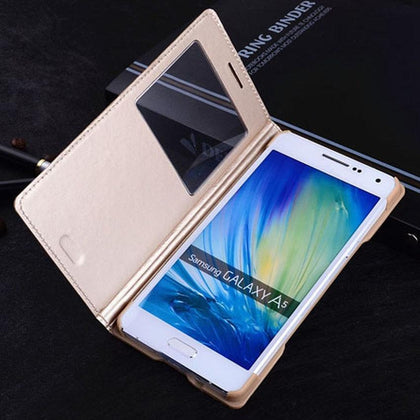 Smart View Flip Cover Leather Wallet Phone Case For Samsung Galaxy A5 2015 A7 GalaxyA5 A 5 7 SM A500 A500F A700 A700F SM-A500F