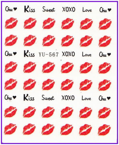 Nail Sticker FLOWER BUTTERFLY MARINE CONCH KISSES LIP STICK Water Transfers Stickers Nail Decals Stickers Water  YU561-572