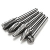 5Pcs 1/4 Inch 6Mm Head Tungsten Carbide Rotary Point Burr Milling Cutters Die Grinder Shank Set For The Mill
