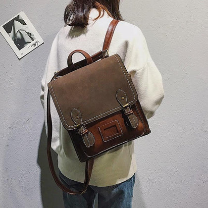Vintage Pu Leather Women Backpack Preppy Style Backpacks Women Fashion School Bag College Backpack Women Shoulder Bags Mochilas