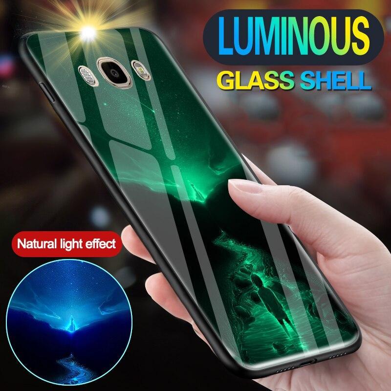 Luminous Phone Cases For Samsung Galaxy J5 2016 Space Night Shine Glass Case For Samsung Galaxy J7 2016 Cover Shell