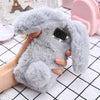 S8 Plus 3D Cute Soft Fluffy Rabbit Warm Fur Case For Samsung Galaxy S8 S7 S6 Edge Cover Fashion Elegant Bling Diamond Phone Case