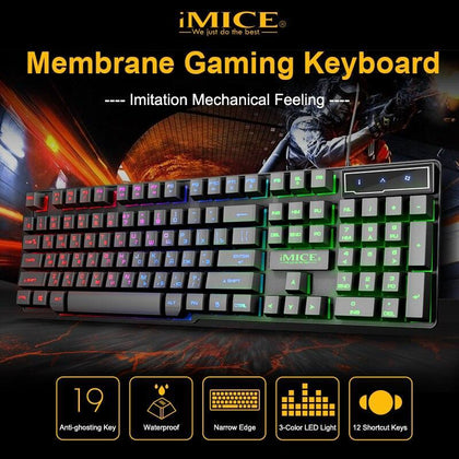 iMice Gaming Keyboard Mechanical Feeling Keyboards LED Backlit Keyboard Wired 104 Keycaps Russian Keyboards For Computer PC Game