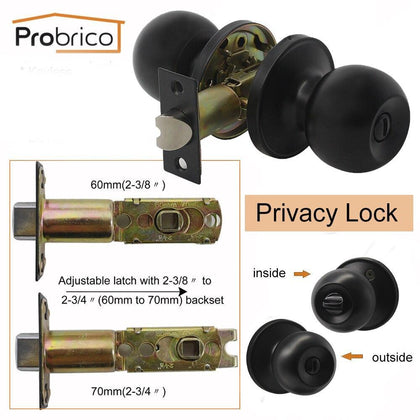 Probrico Stainless Steel Black Door Lock Entrance/Privcy/Passage/Deadbolt Locker Key/Keyless Security Door Knob Handle DL607BK