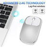 Zienstar Rechargeable Aluminum Alloy Silent Click 2.4G Wireless Mouse With Usb Receiver2400Dpi ,600Mah Battery For Mac,Computer