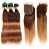 Ombre 2/3/4 Bundles Bundles With Closure Brazilian Straight Human Hair Bundles With Closure T4/30 Remy Hair Weave Extensions