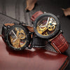 Shenhua Top Brand Luxury Automatic Golden Bridge Mechanical Watch Leather Strap Skeleton Watches Relogio Masculino