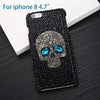Diamond Bling Rhinestone Skull With Blue Eye Cover Fashion Phone Cases For Iphone 5 5S 6 6S 7 8 Plus Samsung S8 S7 S6 Edge Case