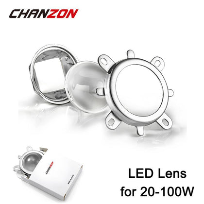 1 set 44mm LED Lens Optical Glass 60 degree + 50mm Reflector Collimator + Fixed Bracket For 20W 30W 50W 100W High Power COB Chip