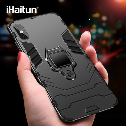 iHaitun Luxury Ring Holder Case For iPhone XS MAX XR Cases Armor Military Protector Back Cover For iPhone X 7 8 Plus Phone Cases