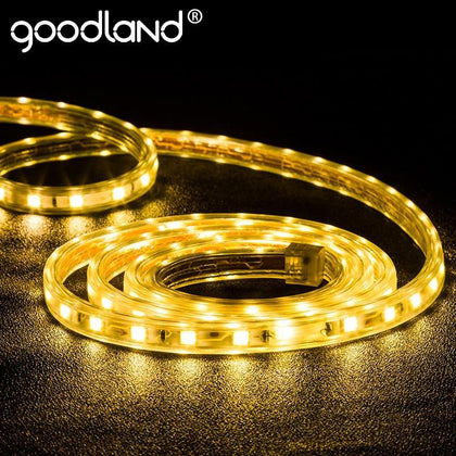Goodland LED Strip Light AC 220V SMD 5050 Flexible LED Diode Tape Neon Ribbon LED Strip Waterproof for Living Room 10M 15M 20M