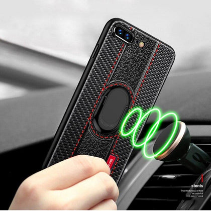 For iPhone XS Max case Car Holder Stand Magnetic Suction Bracket Finger Ring Soft TPU Cover For iPhone 6S 7 8 Plus X XR XS Max