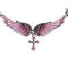 Yacq Angel Wing Cross Choker Necklace Guardian Women Biker Crystal Jewelry Gifts Her Girl Silver Color Nc01 (18+2)"