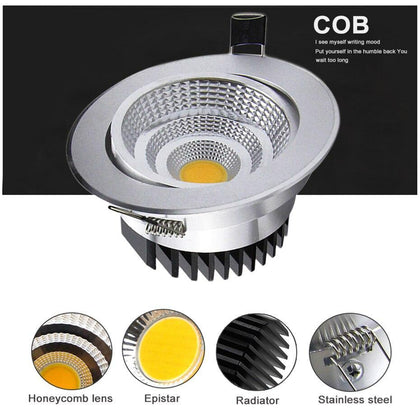 [DBF]Silver Ultra gorgeous Dimmable LED COB Downlight AC110V 220V 6W/9W/12W/18W Recessed LED Spot Light  Decoration Ceiling Lamp