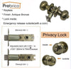Probrico Antique Bronze Round Door Locks Security Interior Door Handle For Toilet Bathroom Bedroom  Laundry Children'Room