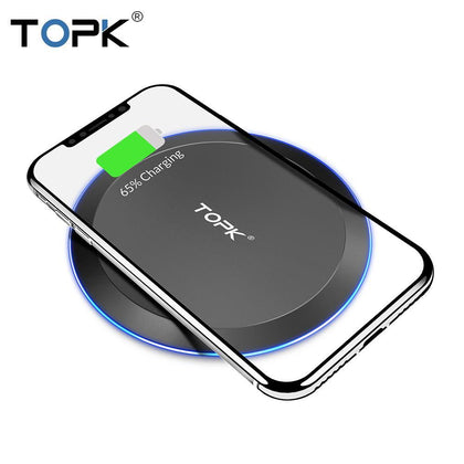 TOPK B46W 10W Wireless Charger For iPhone X/XS Max XR 8 Plus Fast Charging for Samsung S8 S9 Note 9 8 Phone Charger Pad