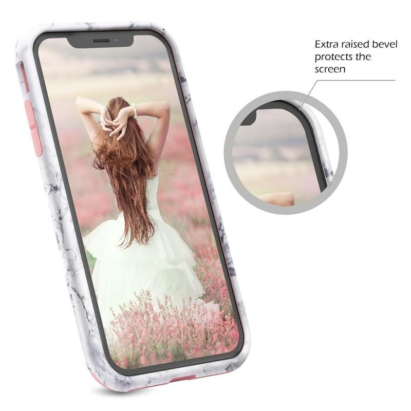 Marble Bumper Case For Iphone X Xs Max Xr 7 6 6S 8 Plus Hard Cover Pc Silicone For Iphone 5 5S Se 360 Case Cute Unicorn 3 In 1