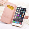 Tikitaka Crystal Diamond Bow-Knot Butterfly Leather Wallet Case For Iphone 8 7 6 6S Plus Se 5 5S Se Flip Phone Cases Slim Cover