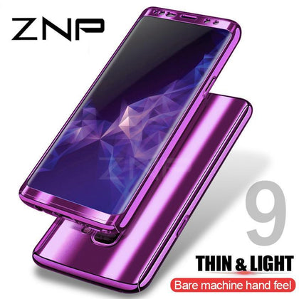 ZNP 360 Degree Plating Mirror Case For Samsung S9 S8 Plus S7 Edge Body Hard Full Cove For Samsung Note 8 S9 S8 Plus Phone Cases