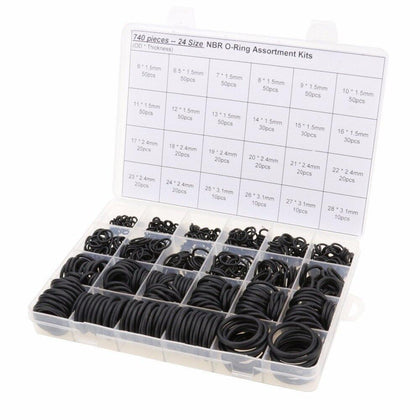 740 pieces(24 Size) Thickness 1.5mm 2.4mm 3.1mm Nitrile Rubber NBR O-Ring Gasket Ring Assortment Kits
