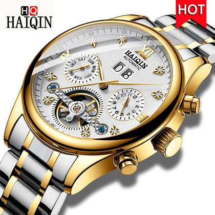 HAIQIN Men's watches Automatic mechanical Men Watches Business Watch men top brand luxury Military Waterproof Tourbillon Clock