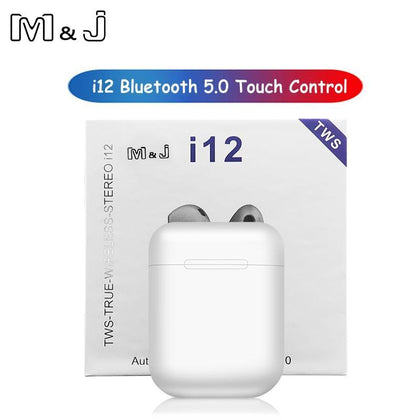 M&J i12 tws Touch control Wireless Bluetooth 5.0 Earphones 3D super bass Headphones pk i10 tws i20 tws i30 i60 TWS for xiaomi