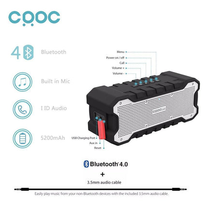 CRDC Bluetooth Speaker Outdoor Portable Wireless Waterproof Speaker with Enhanced Bass Dual 5W Drivers / A2DP /30-Hour Playtime