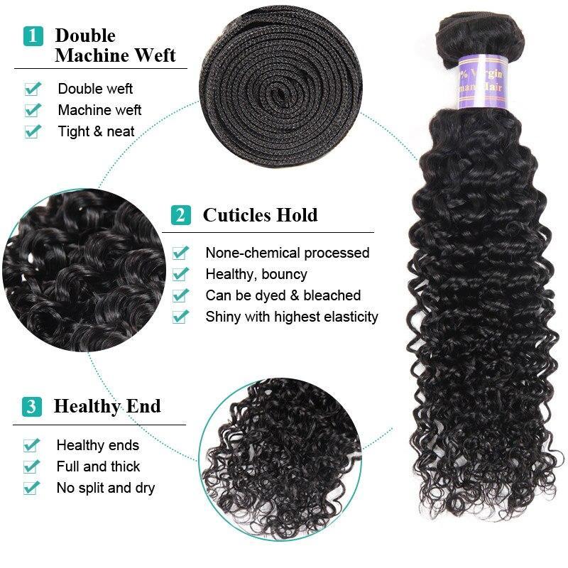 Kinky Curly Hair Weave With Closure Malaysian Hair Bundles With Lace Closure Human Hair Extensions With Closure Allove Non Remy
