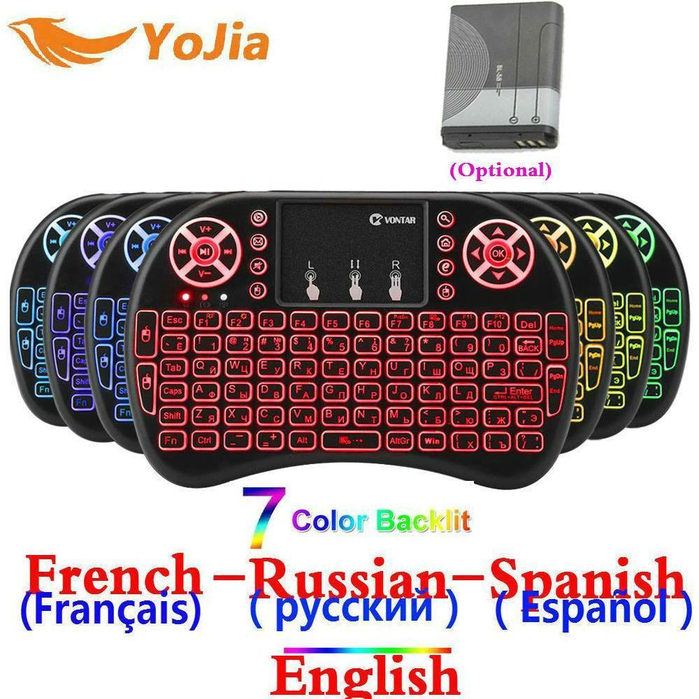 Russian English Spanish Hebrew French Mini 2.4Ghz Wireless Keyboard I8 Touchpad Backlight I8 Keyboard For Android Tv Box Ps3 Pc