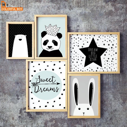 Canvas Painting Wall Art Print Crown Panda Animal Nordic Style Kids Decoration Posters And Prints Wall Pictures Home Wall Decor