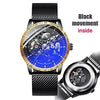 Ik Colouring Mens Watches Mesh Braided Stainless Steel Band Automatic Mechanical Male Clock Skeleton Steampunk Relogio Masculino
