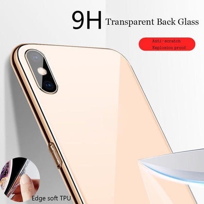 Suntaiho Luxury Glass Case For iPhone XS MAX XR Cases Ultra Thin Transparent Back Glass Cover For iPhone X 7plus 8plus Soft Edge
