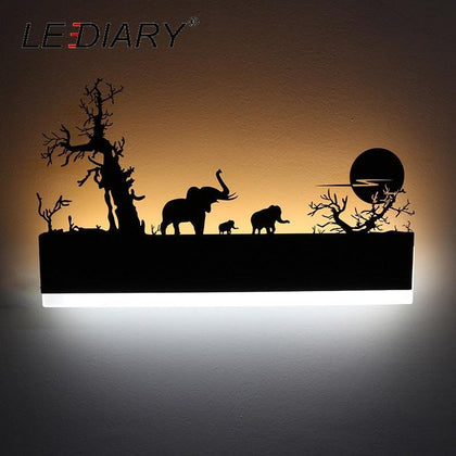 LEDIARY Romantic LED Wall Lamp Creative Painting 110-240V Modern Black Sconce Decoration For Bathroom Living Bed Room Animal