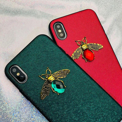 Shining Powder Bee Phone Case For iPhone X XR XS Max 8 7 6 S Plus Case For Samsung A70 a50 S8 S9 S10 Plus Note 9 8 Glitter Back