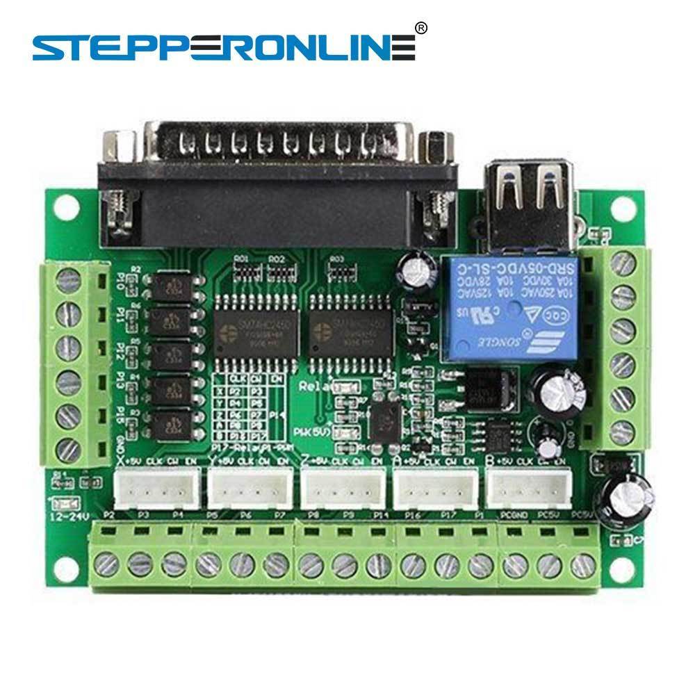 1Pc 5 Axis Mach3 Cnc Breakout Board Interface With Usb Db25 Cable For Stepper Motor Drive Controller